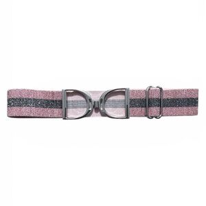 NWT Luxequine Pink/Silver Metallic Equestrian Belt w/Silver Stirrup Buckle